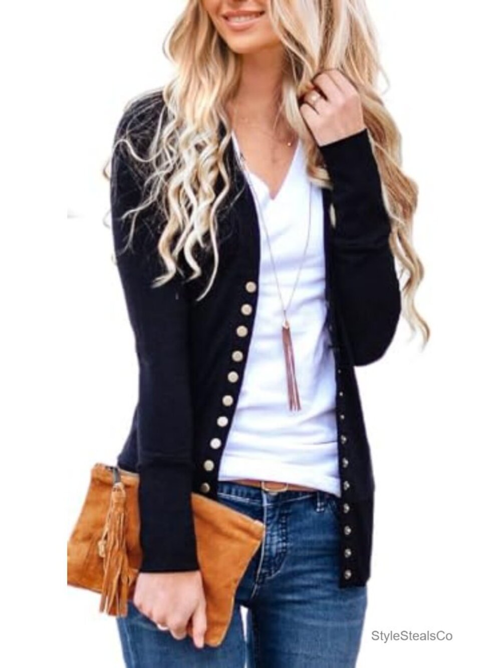 Women's Long Sleeve Cardigan - Lightweight Open Front Button Knit